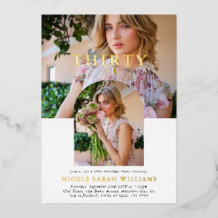 Invitación Con Relieve Metalizado Cumpleaños TREINTA 30 con Estilo Mínimo