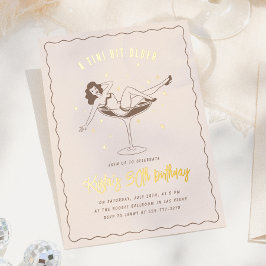 Invitación Con Relieve Metalizado Cumpleaños Un Poco Más Viejo con Foil