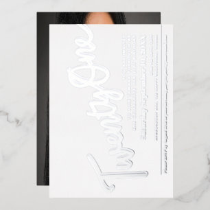 Invitación Con Relieve Metalizado Cumpleaños Veintiuno 21 años fiesta plata sobre bl