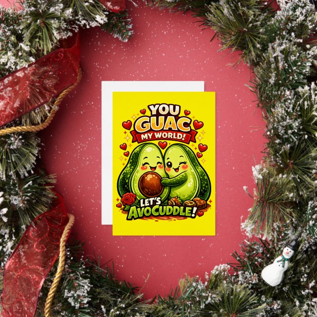 Invitación Con Relieve Metalizado Cute Avocado Valentine’s Love Design, kawaii Love (in situ)