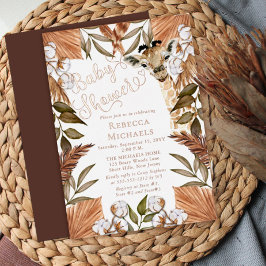 Invitación Con Relieve Metalizado Cute Giraffe Boho Grasas Secas Relieve metalizado 