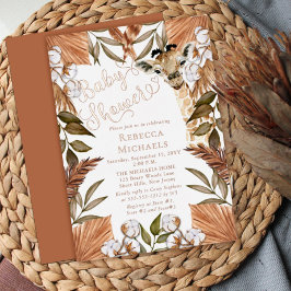 Invitación Con Relieve Metalizado Cute Giraffe Boho Grasas Secas Relieve metalizado 