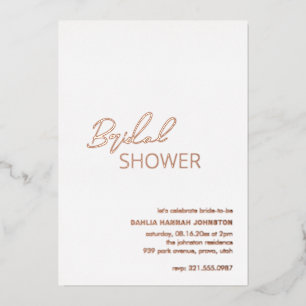 Invitación Con Relieve Metalizado Dahlia Moderna Ducha Novial Contemporánea