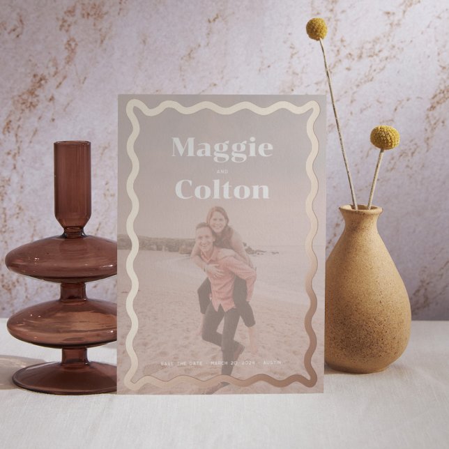 Invitación Con Relieve Metalizado Daisy Wedding Guardar la fecha (Subido por el creador)