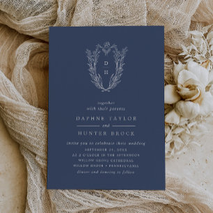Invitación Con Relieve Metalizado DAPHNE Relieve metalizado plateado azul oscuro Bod