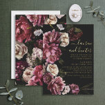 Invitación Con Relieve Metalizado Dark Moody Rubor Burgundy Floral Boda Gold<br><div class="desc">Su boda es un evento único en la vida, por lo que merece una invitación que refleje el significado de la ocasión. El Relieve metalizado dorado Invitation de nuestro Ark Moody Rubor Burgundy Floral Boda captura perfectamente la sensación de romance y lujo que usted quiere que sus huéspedes experimenten. El...</div>