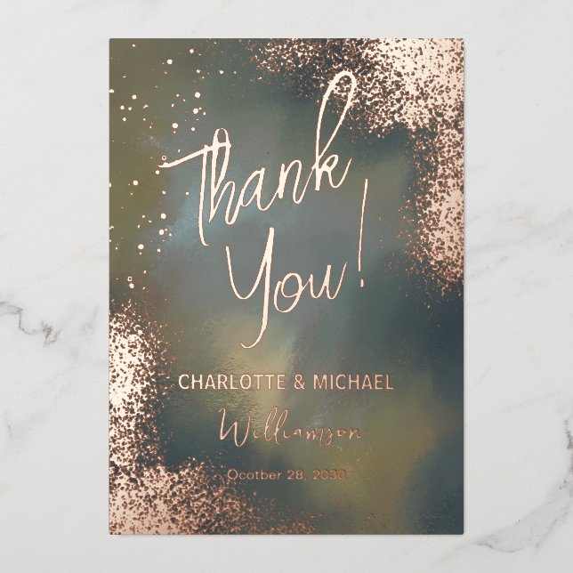 Invitación Con Relieve Metalizado Dark Moody Sparkle Photo Overlay Boda Gracias (Anverso)