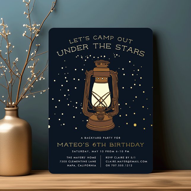 Invitación Con Relieve Metalizado Debajo de las estrellas | Fiesta de cumpleaños de  (Subido por el creador)
