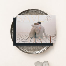 Invitación Con Relieve Metalizado Declaración moderna | Foto horizontal Guardar la f