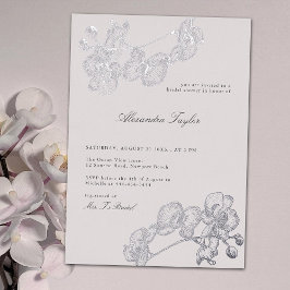 Invitación Con Relieve Metalizado Declaración Orquídea Elegante Moda Floral Ducha Nu