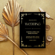 Deco Moderno | Boda Elegante Negro y Dorado
