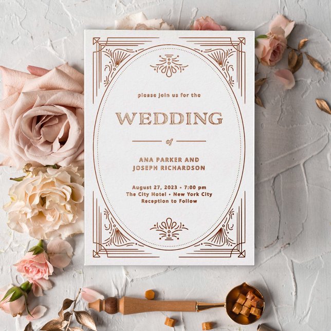 Invitación Con Relieve Metalizado Deco moderno | Elegante Rosa Boda de oro (Subido por el creador)