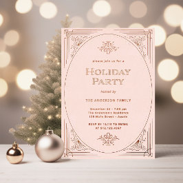 Invitación Con Relieve Metalizado Deco moderno | Elegante Rosa de oro de fiesta de v