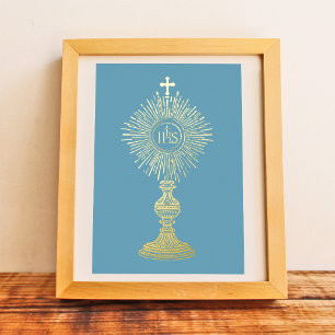 Invitación Con Relieve Metalizado decoración para hogar católico pequeño 5" x 7" Euc