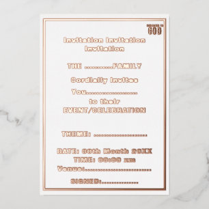 INVITACIÓN CON RELIEVE METALIZADO DEDICADO A DIOS  TEXTO NEGRO GENIAL PERSONALIZABLE
