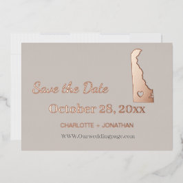 Invitación Con Relieve Metalizado Delaware Boda Guardar La Fecha Rosa Oro