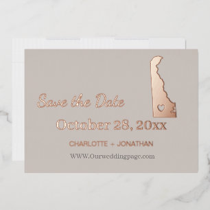 Invitación Con Relieve Metalizado Delaware Boda Guardar La Fecha Rosa Oro