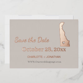 Invitación Con Relieve Metalizado Delaware Wedding Save The Date Rosa Gold