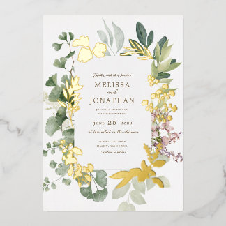 Invitación Con Relieve Metalizado Delicada invitación al Relieve metalizado de jardí