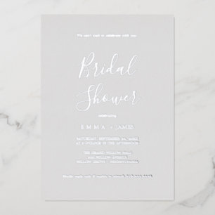 Invitación Con Relieve Metalizado Delicado gris de papel de plata para despedida de