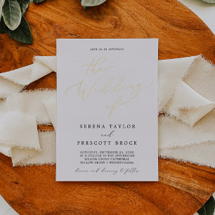 Invitación Con Relieve Metalizado Delicado papel de oro y negro La boda de