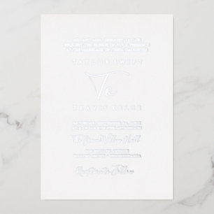Invitación Con Relieve Metalizado Delicado papel de plata Boda tradicional gris