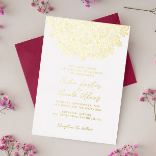 Invitación Con Relieve Metalizado Delicia de Fragancia Floral Vibrante Boda Mandala