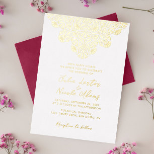 Invitación Con Relieve Metalizado Delicia de Mandala de Fragancia Floral Vibrante Bo