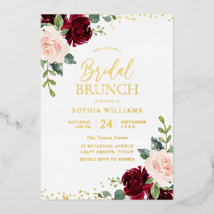 Invitación Con Relieve Metalizado Desayuno Brunch de Despedida de Soltera con Burgun