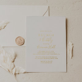 Invitación Con Relieve Metalizado Desayuno Brunch Minimalista Simple y Ducha Dorada