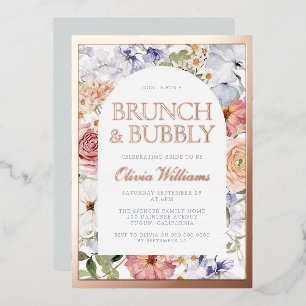 Invitación Con Relieve Metalizado Desayuno Brunch y Burbujeante en Arco Botánico par