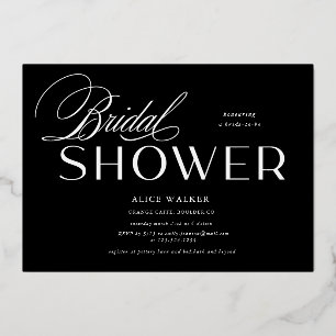 Invitación Con Relieve Metalizado desayuno de boda con letra moderna y elegante