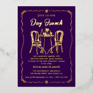 Invitación Con Relieve Metalizado Desayuno del Día de la Madre