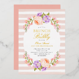 Invitación Con Relieve Metalizado Desayuno nupcial con burbujas y raya rosada