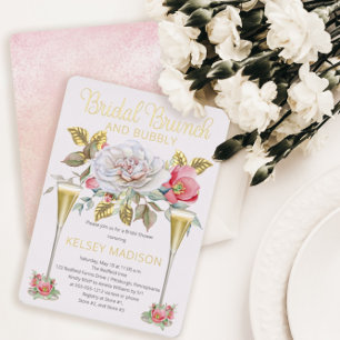 Invitación Con Relieve Metalizado Desayuno nupcial y burbujeante de floraciones flor