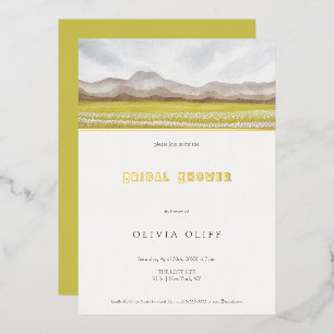 Invitación Con Relieve Metalizado Desfile Nupcial Praderas en Flor
