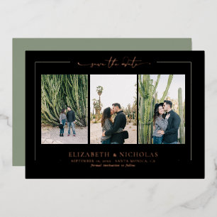 Invitación Con Relieve Metalizado Desierto moderno de Boho 3 Foto Guardar la fecha