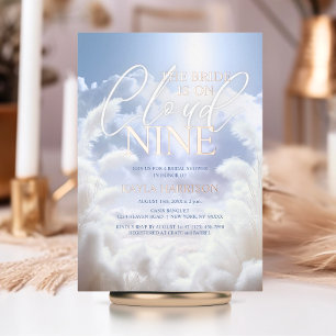 Invitación Con Relieve Metalizado Deslumbrante en la nube 9 ducha de novia Pampas