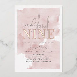 Invitación Con Relieve Metalizado Despedida de soltera con acuarela de cielo rosa Cl