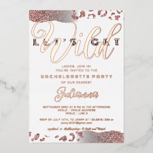 Invitación Con Relieve Metalizado Despedida de soltera con estampado de animales sal