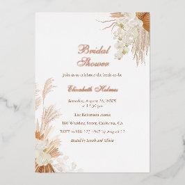 Invitación Con Relieve Metalizado Despedida de Soltera de Pampas de Terracota en Ros