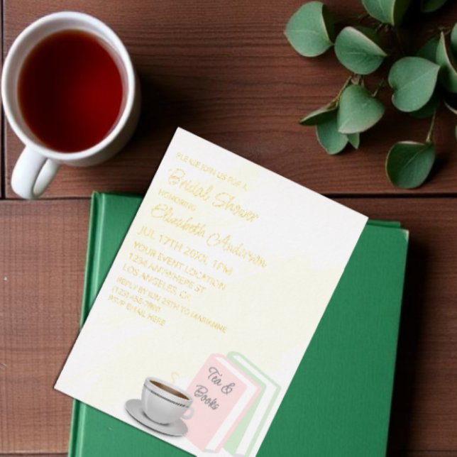 Invitación Con Relieve Metalizado Despedida de soltera de té y libros (Subido por el creador)