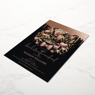 Invitación Con Relieve Metalizado Despedida de soltera en Las Vegas lujo negro rosa