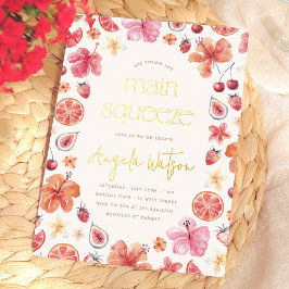 Invitación Con Relieve Metalizado Despedida de Soltera Main Squeeze de Cítricos