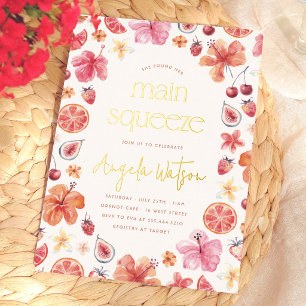 Invitación Con Relieve Metalizado Despedida de Soltera Main Squeeze de Cítricos