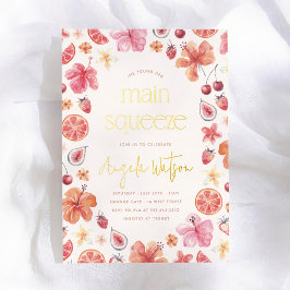 Invitación Con Relieve Metalizado Despedida de Soltera Main Squeeze de Cítricos