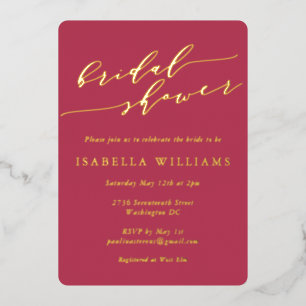 Invitación Con Relieve Metalizado Despedida de Soltera Minimalista Magenta Dorado Le