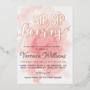 Invitación Con Relieve Metalizado Despedida de Soltera Sip Sip Hurra