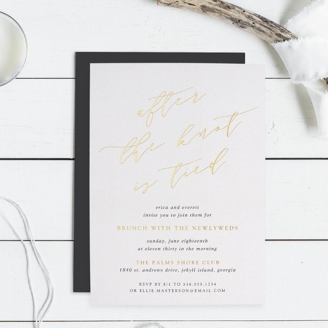 Invitación Con Relieve Metalizado Después de que el Knot esté atado | Post Boda Brun (Subido por el creador)