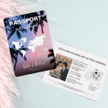 Destino de boda pasaporte Oro Hoja plana corazón